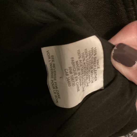 Vince. 100% Genuine Leather Black Zip Up Biker Moto Style Jacket Size Large - Picture 5 of 7